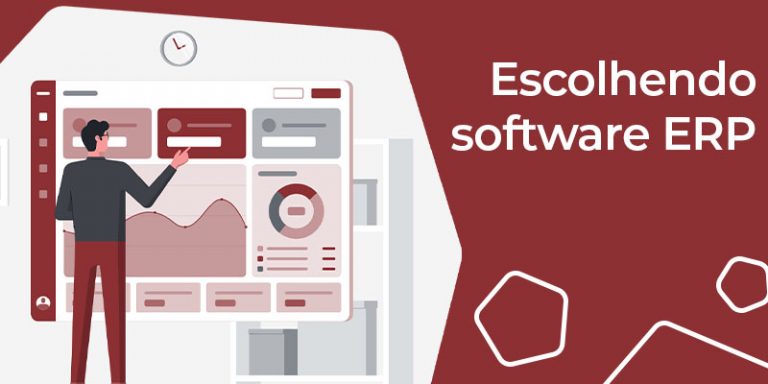 Desenho de homem de pé analisando um sistema