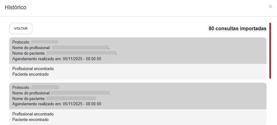 consultas importadas do GERCON