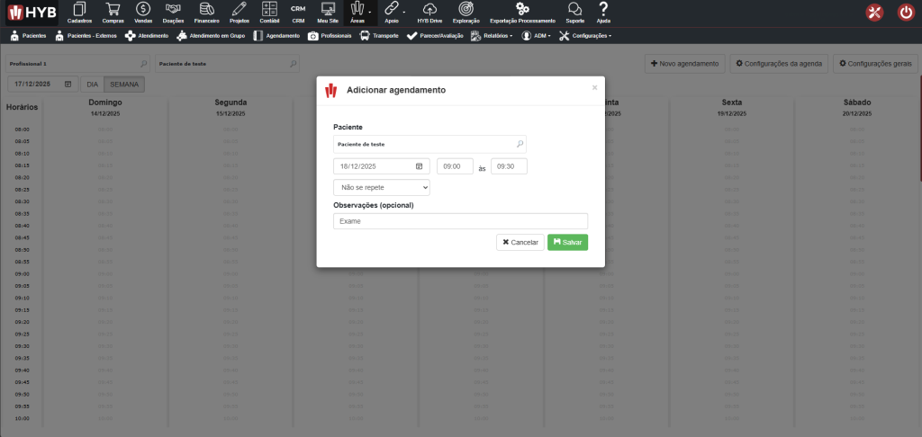 agendamento de atendimentos de saúde no HYB